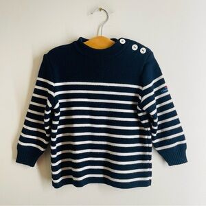 Saint James Toddler Breton Sweater Navy Striped Wool Shoulder Button Sailor 2T